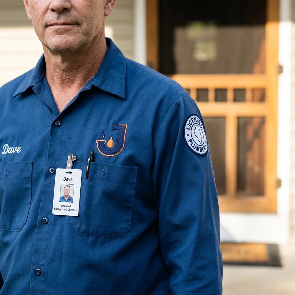 Licensed plumber showing ID badge in South Rockwood, MI