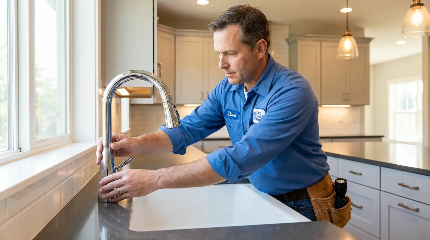 Kitchen faucet installation by Johns Plumbing LLC in South Rockwood