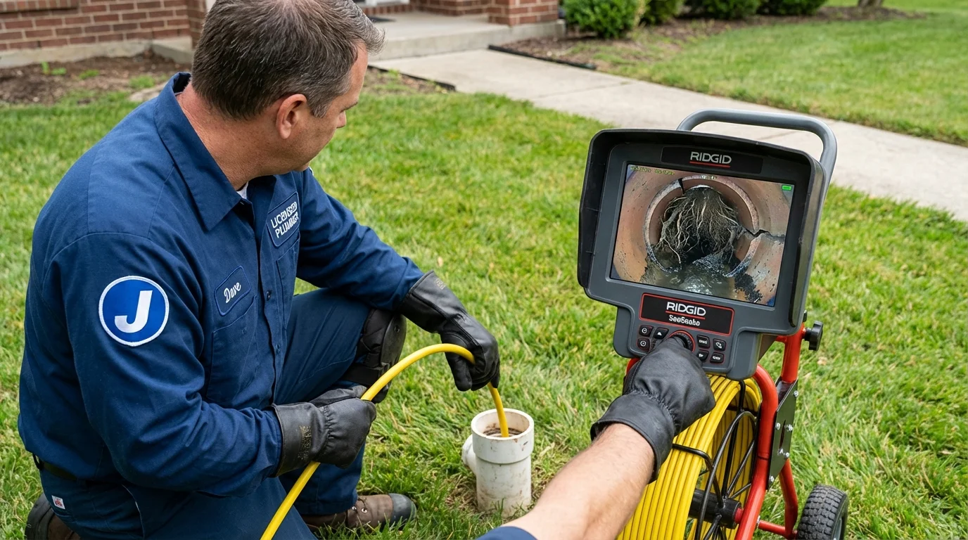 Sewer camera inspection being performed by Johns Plumbing LLC in South Rockwood
