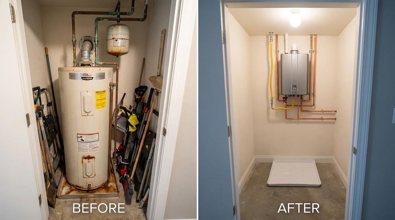 Tank water heater versus wall-mounted tankless unit comparison for South Rockwood, MI homeowners